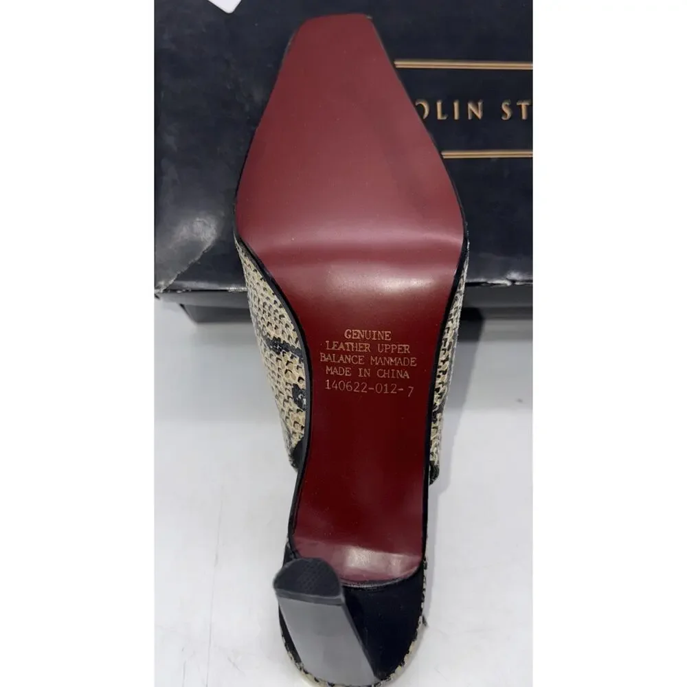Colin Stuart Leather Ankle Strap Animal Print Square Toe Size‎ 7 New